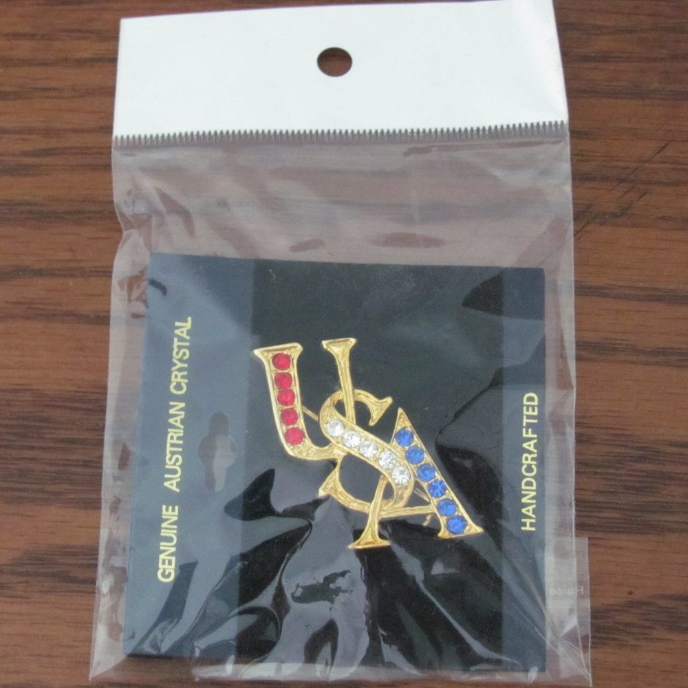 Austrian Crystal USA Pin